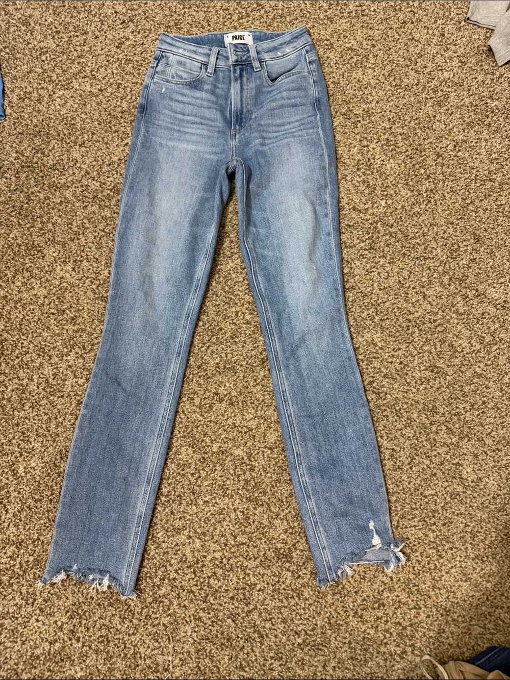 PAIGE Light Blue Skinny high rise Jeans with Raw Hem 23 nwot